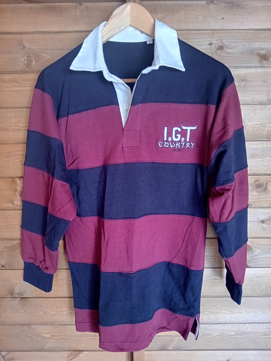 Vintage Striped Rugby Shirt - Burgundy/Navy